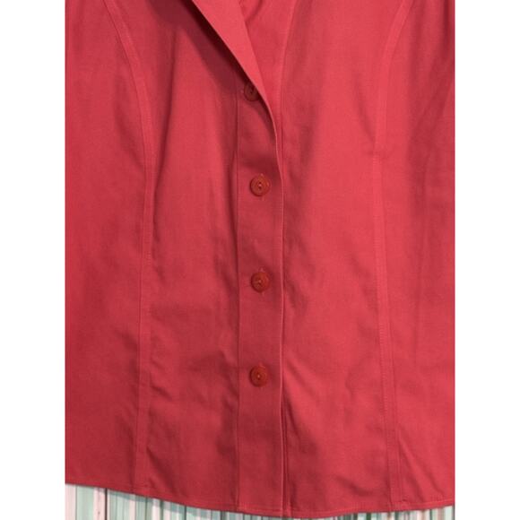 Jones New York Coral Button Up V-neck Sleeveless Blouse, Non-Iron, 12 - Picture 3 of 5